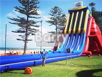 PVC Tarpaulin Giant Commercial Grade Inflatable Three Lane Water Slide For Adults  BY-GS-021